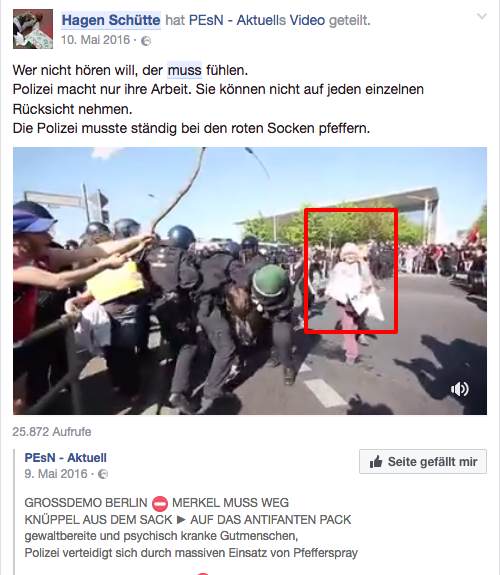 Grotesk: Hagen Schütte über antifaschistisches Engagement auf der Merkel muss weg-Demo.